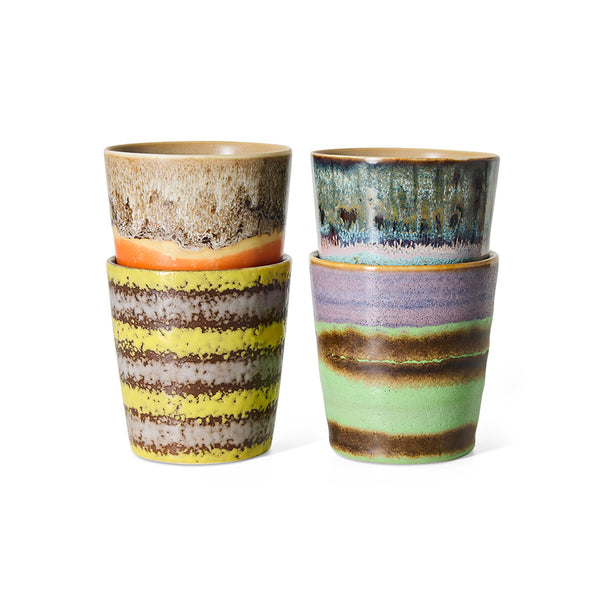 HKliving 70s ceramics coffee mugs set funky