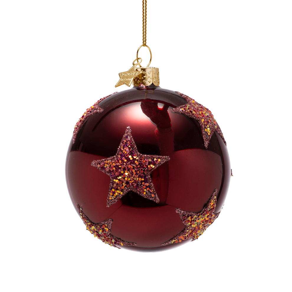 Vondels kerstbal burgundy stars