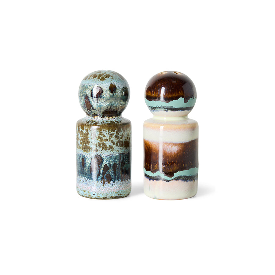HKliving 70s ceramics pepper & salt jar swirl