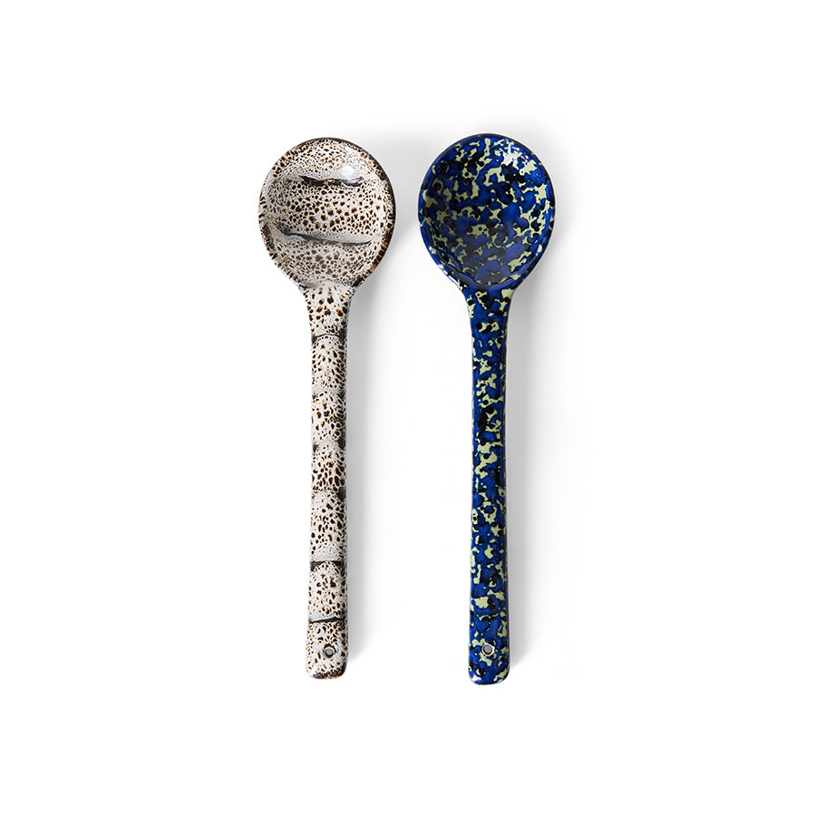 HKliving 70s ceramics serving spoons blues