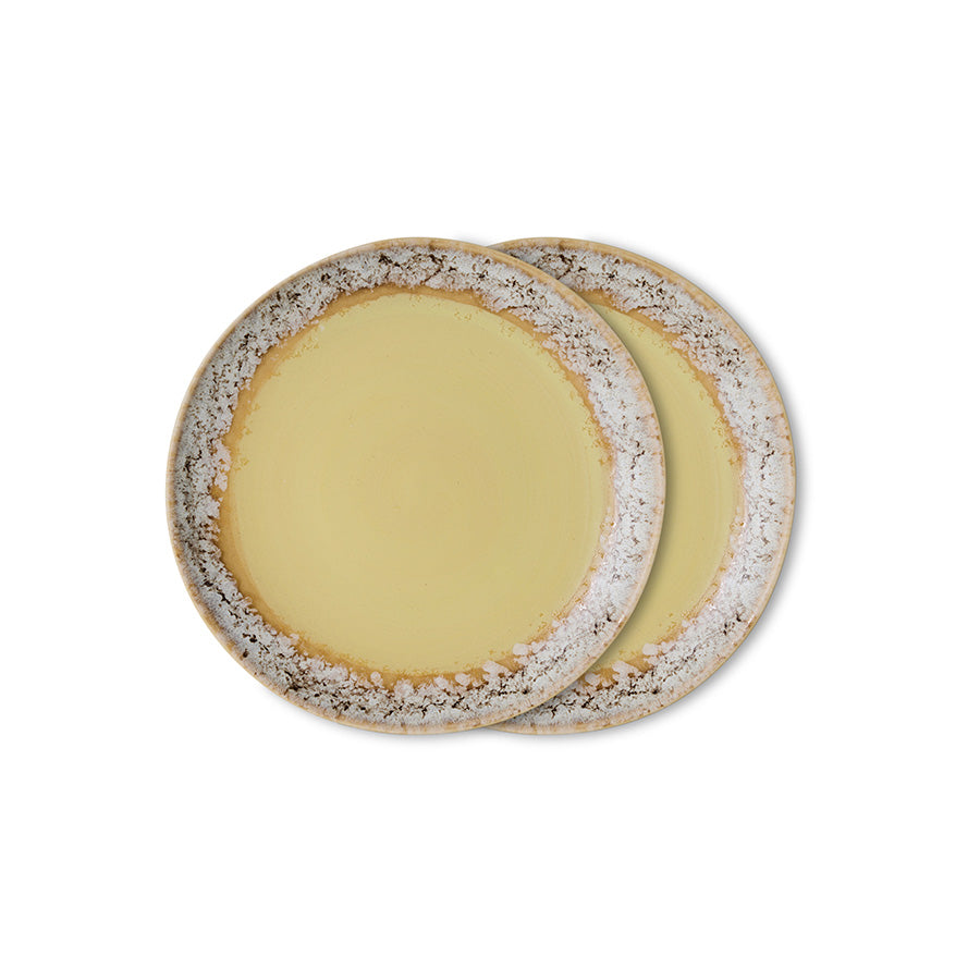 HKliving 70s ceramics plates set van 2 custard