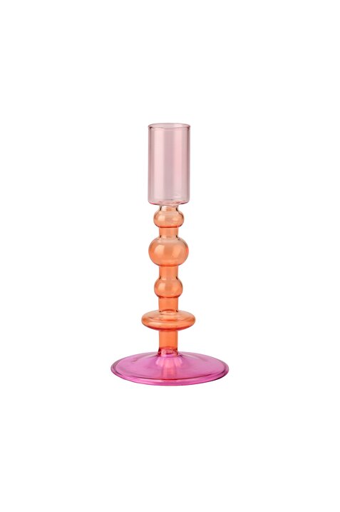 Kandelaar glas roze oranje