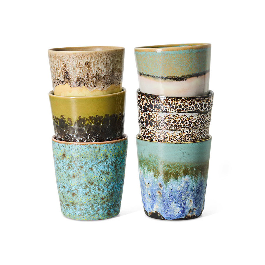 HKliving 70s ceramics coffee mugs set indulgence